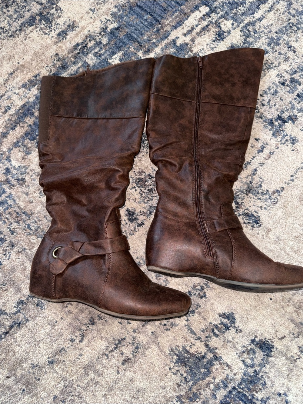 BareTraps Brown Mid-Calf Wedge Riding Boots